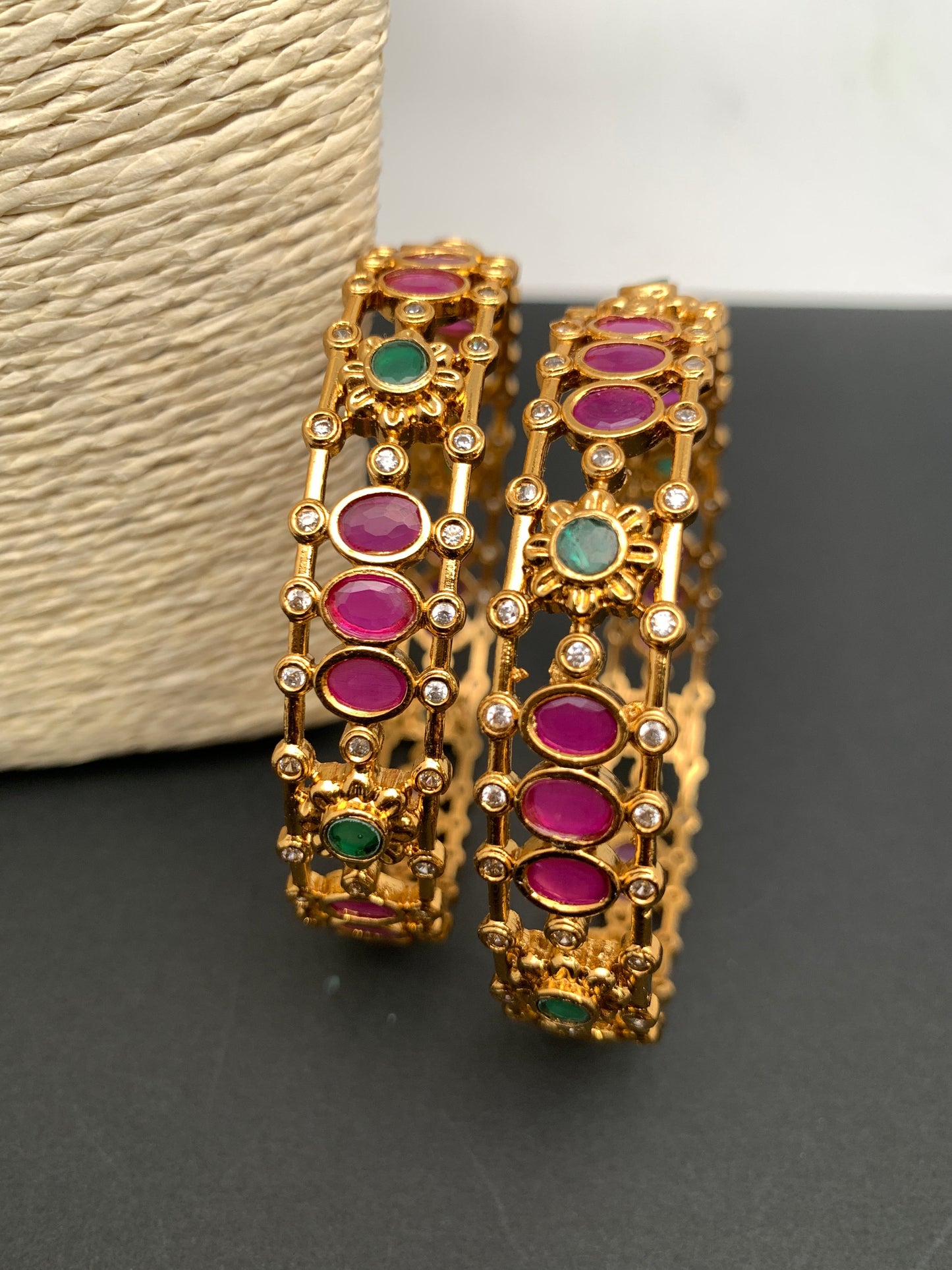 Matte Multi Stone Bangles