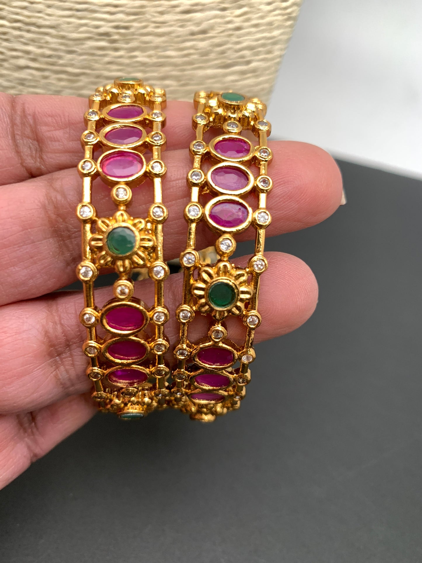 Matte Multi Stone Bangles