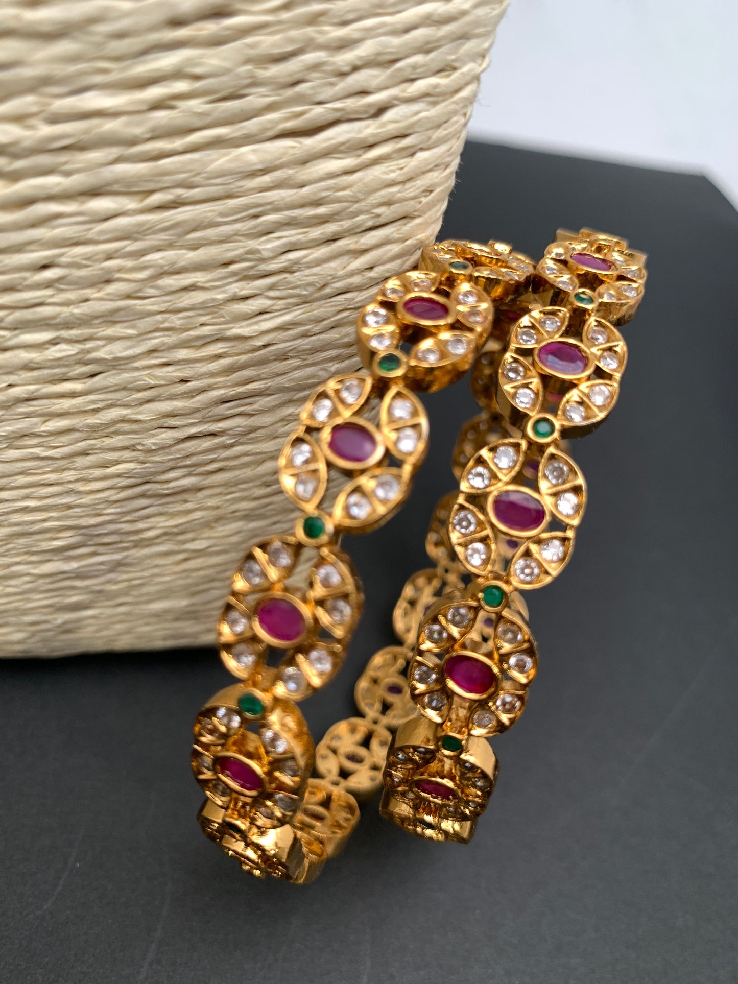 Matte Multi Stone Bangles