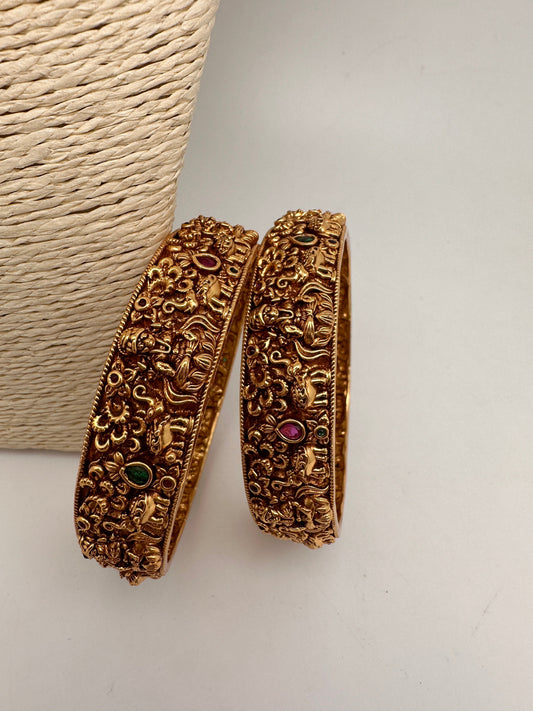 Goddess Lakshmi Elephant Nakshi Matte Finish Bangles