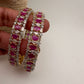 AD Ruby Red Stone Diamond Finish Bangles