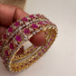 AD Ruby Red Stone Diamond Finish Bangles