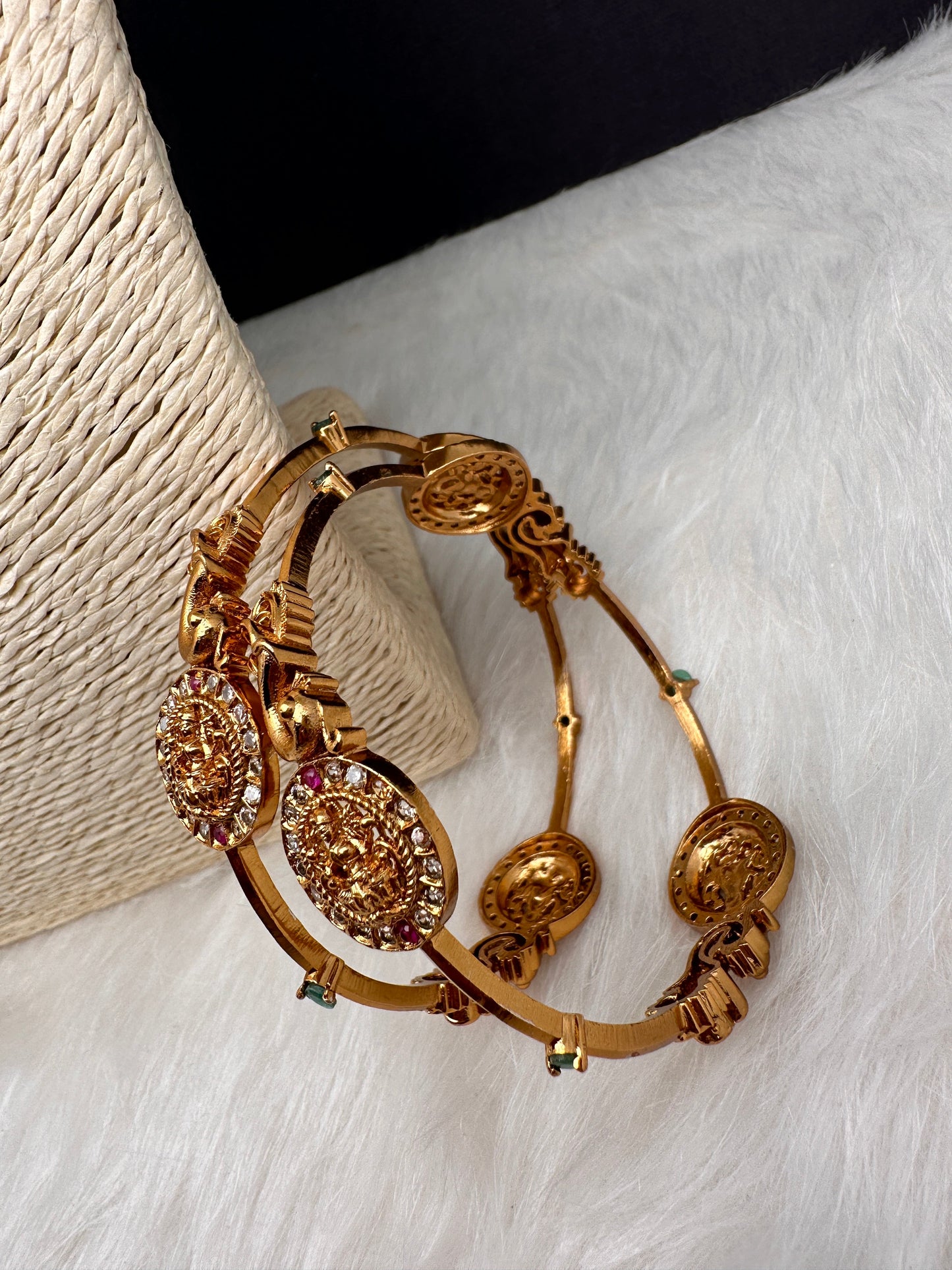 Goddess lakshmi Matte Multi Stone Bangles