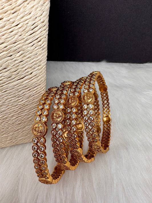 CZ Goddess Lakshmi Matte Bangles