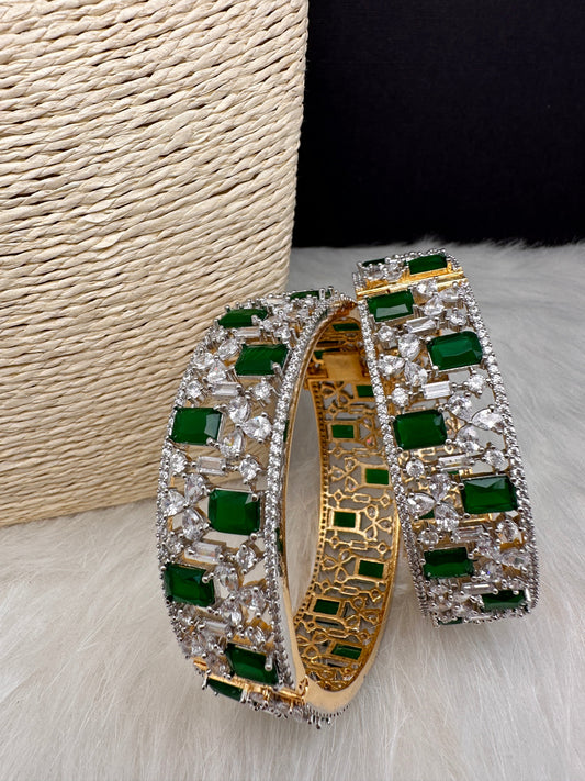 AD Green Stone Openable Bangles