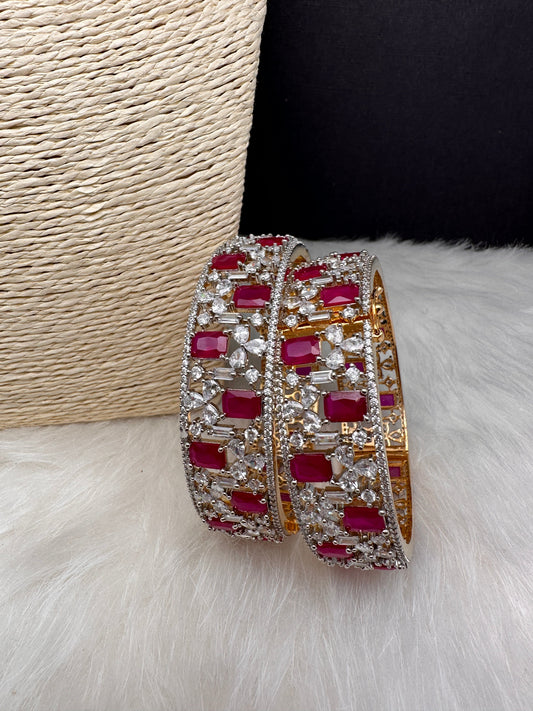 AD Red Stone Openable Bangles