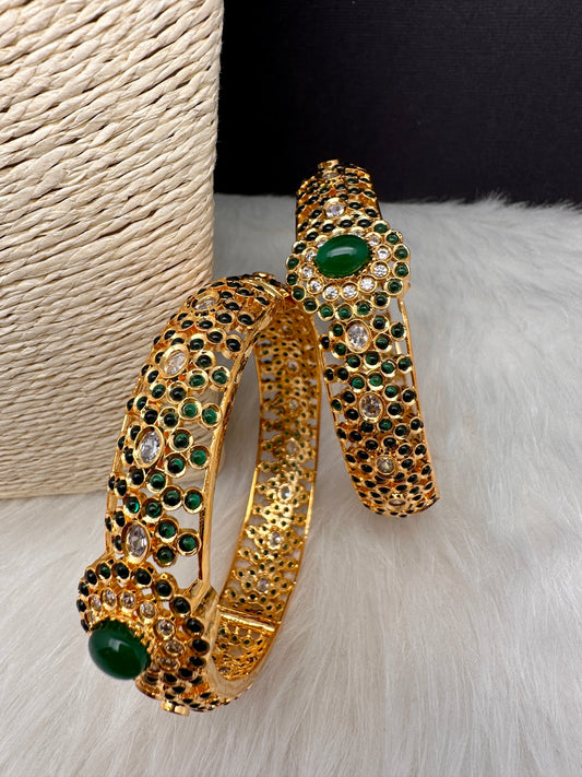 AD Green Stone Openable Bangles