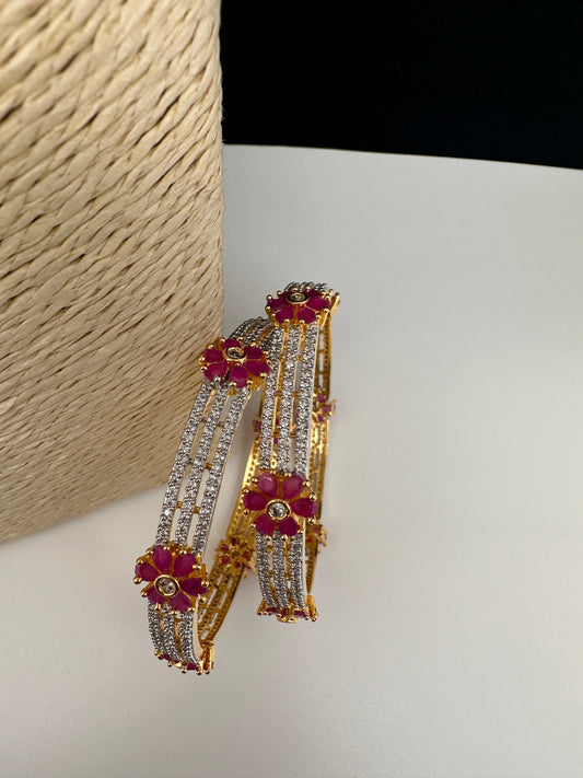 American Diamond Ruby Bangles