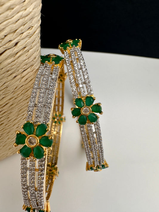 American Diamond Emerald Green Bangles