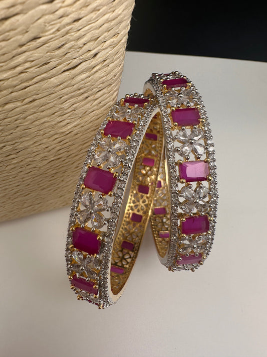 American Diamond Ruby Red Bangles