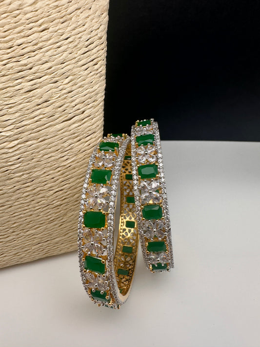 American Diamond Emerald Green Bangles