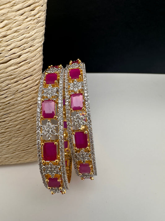 American Diamond Ruby Red Bangles