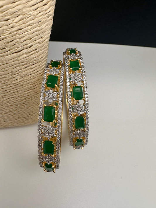 American Diamond Emerald Green Bangles