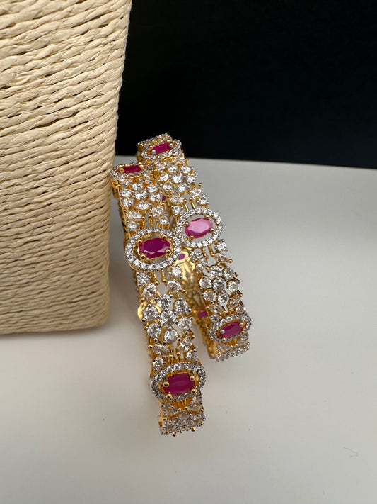 American Diamond Ruby Red Bangles