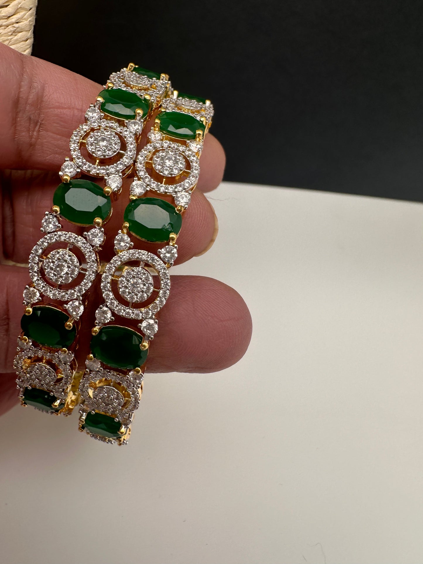 American Diamond Emerald Green Bangles