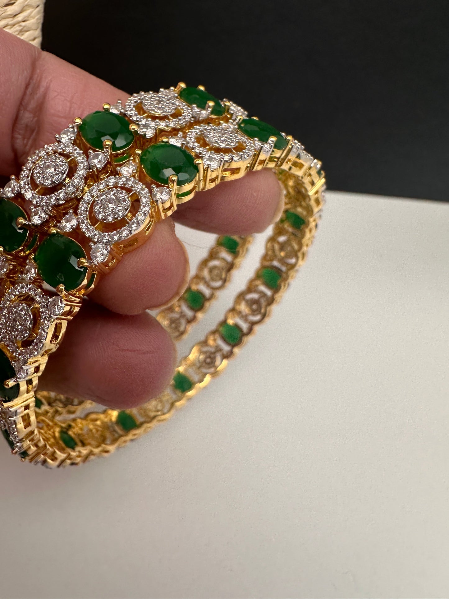 American Diamond Emerald Green Bangles