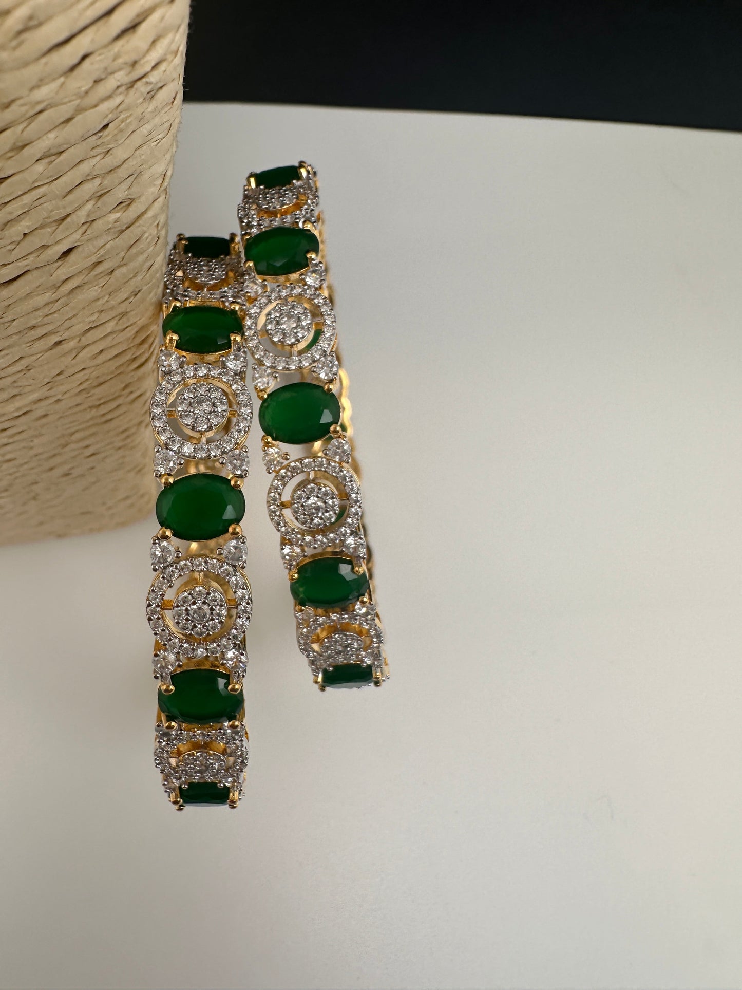 American Diamond Emerald Green Bangles