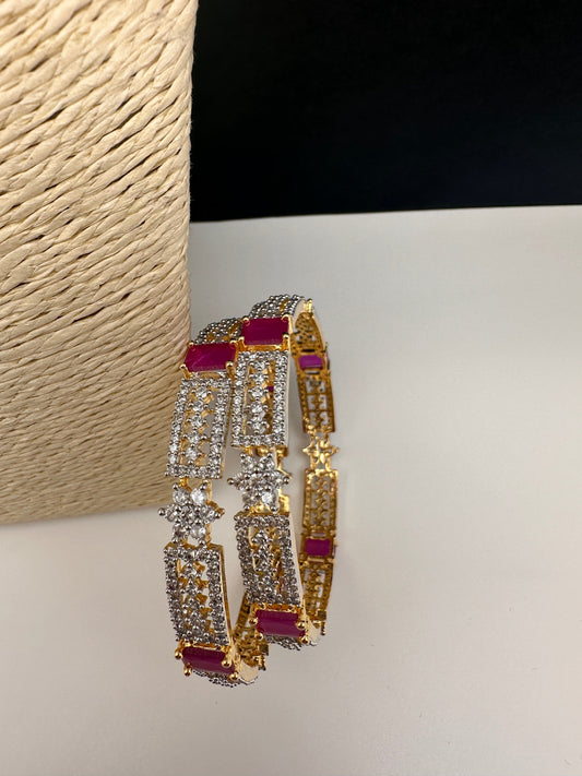 American Diamond Ruby Red Bangles