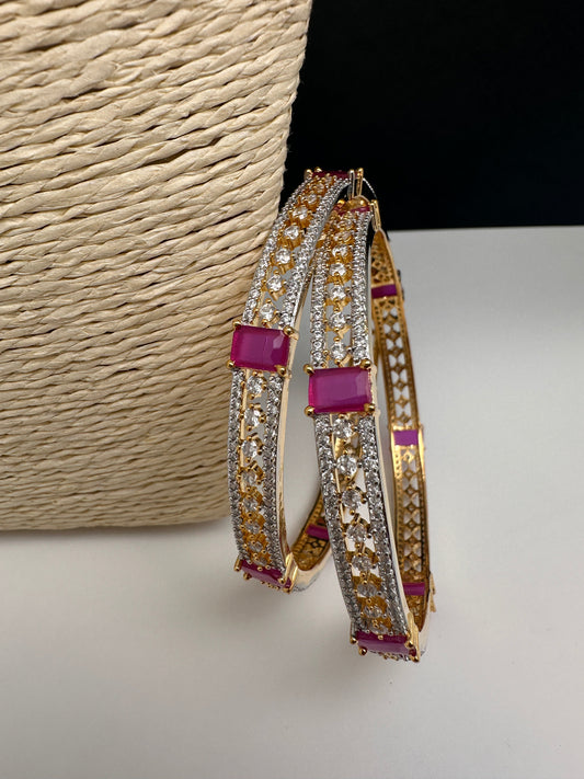 American Diamond Ruby Red Bangles