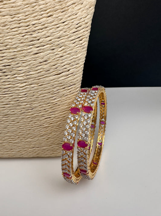 American Diamond Ruby Bangles