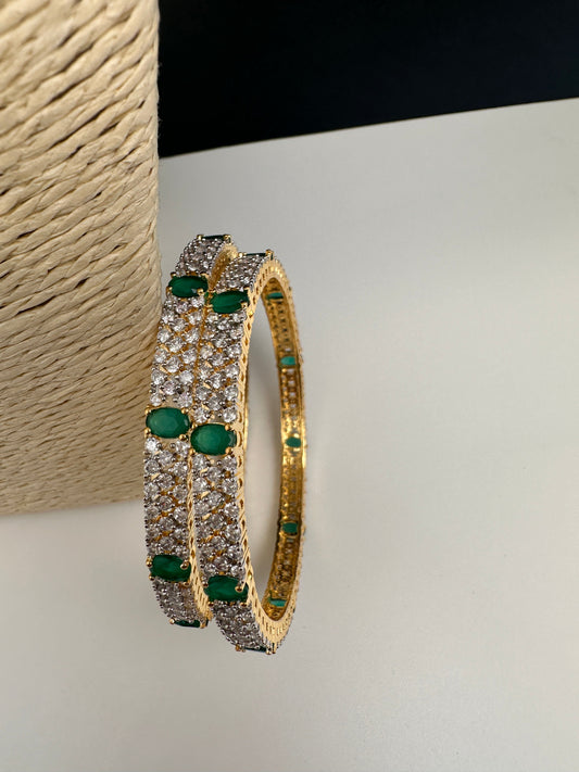 American Diamond Emerald Green Bangles