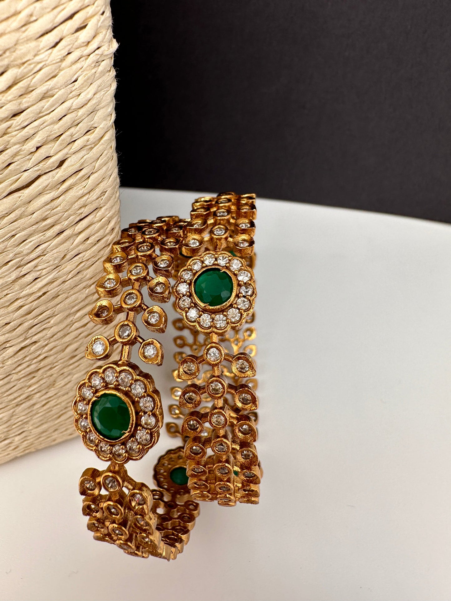 Matte CZ Green Bangles