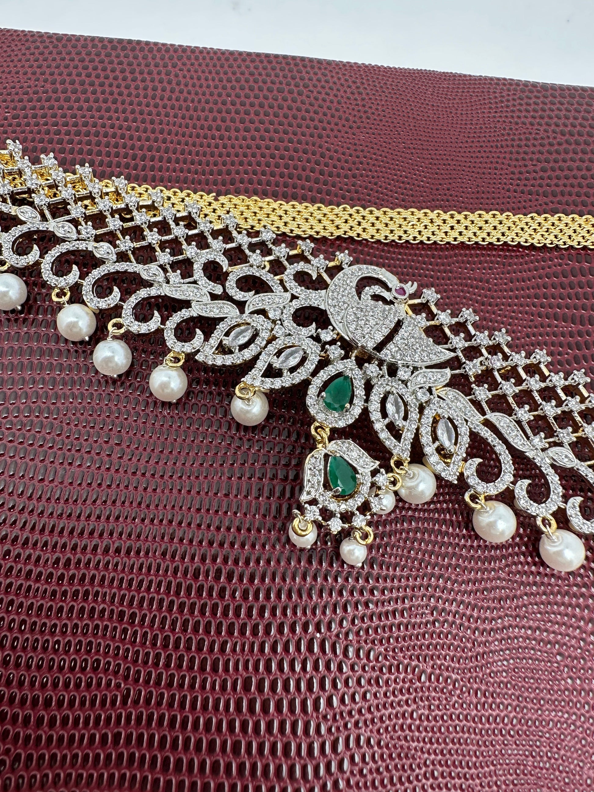 Two-tone GJ Polish White Hip Chain/indian Hip Belt/emerald Hip Chain/ruby  Waist Belt/vaddanam/ad Peacock Belly Belt/saree Challa Kamarbandh 