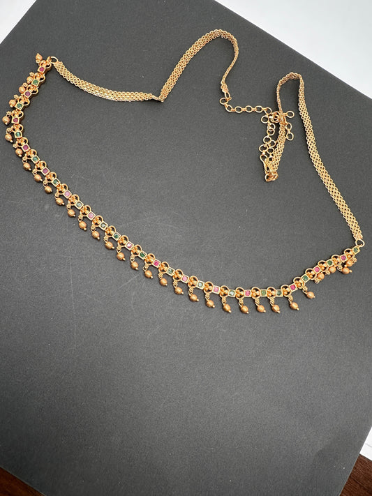 Sleek Multi Stone Matte Finish Hip Chain Vaddanam