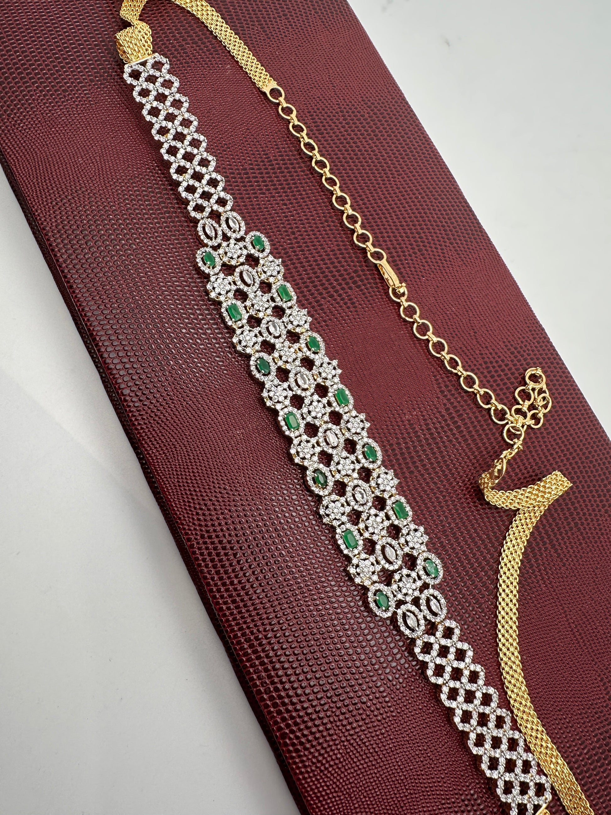 AD Ganga Jamuna Polish Color Stone Hip Chain Kamarbandh - Green