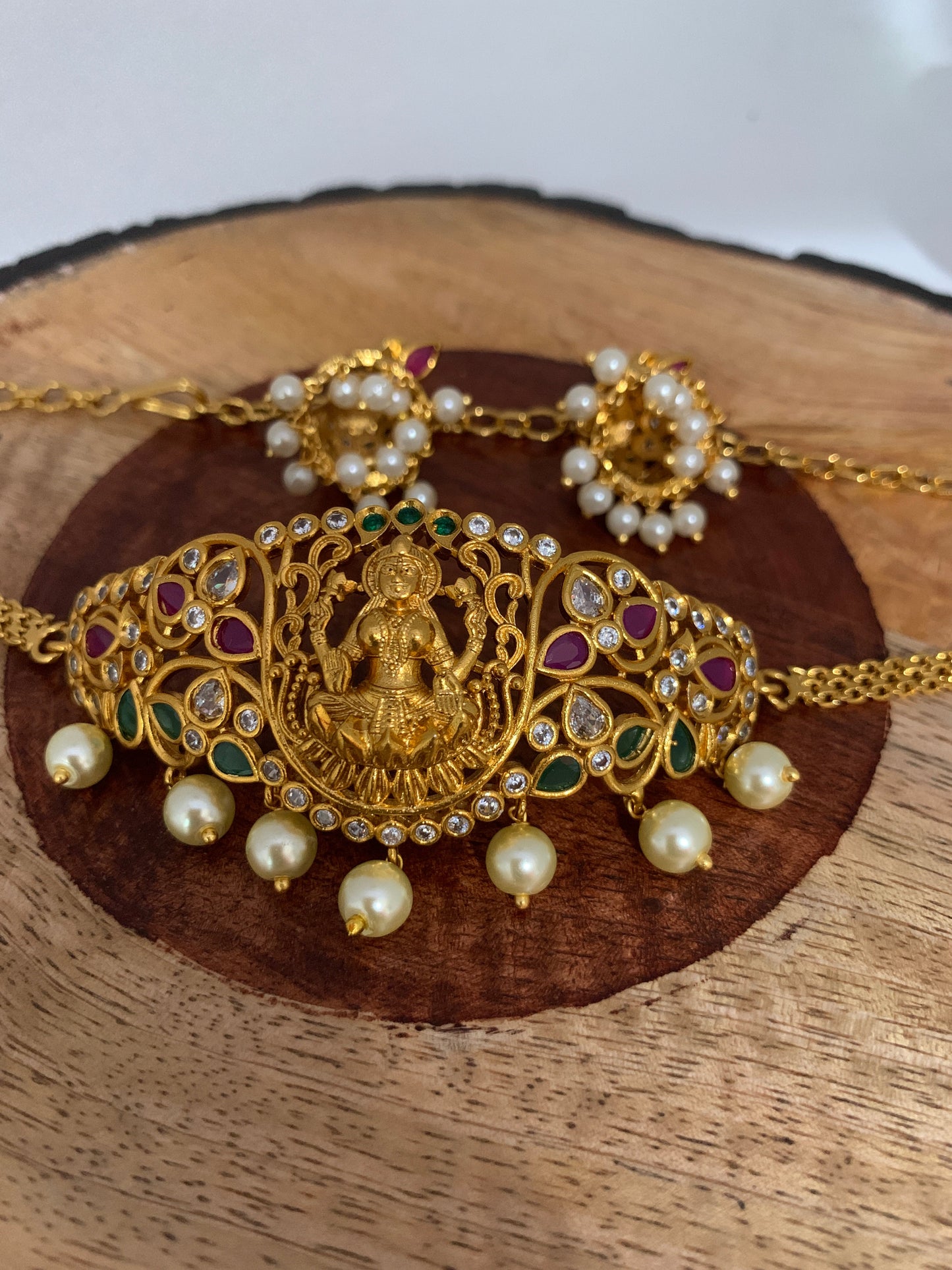 Goddess Lakshmi Multi Stone Mini Choker