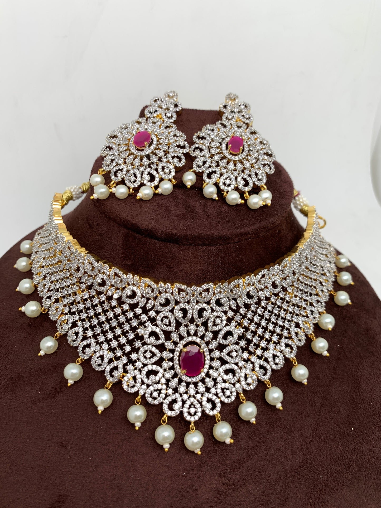 Ruby AD Choker with Screw Back Earrings