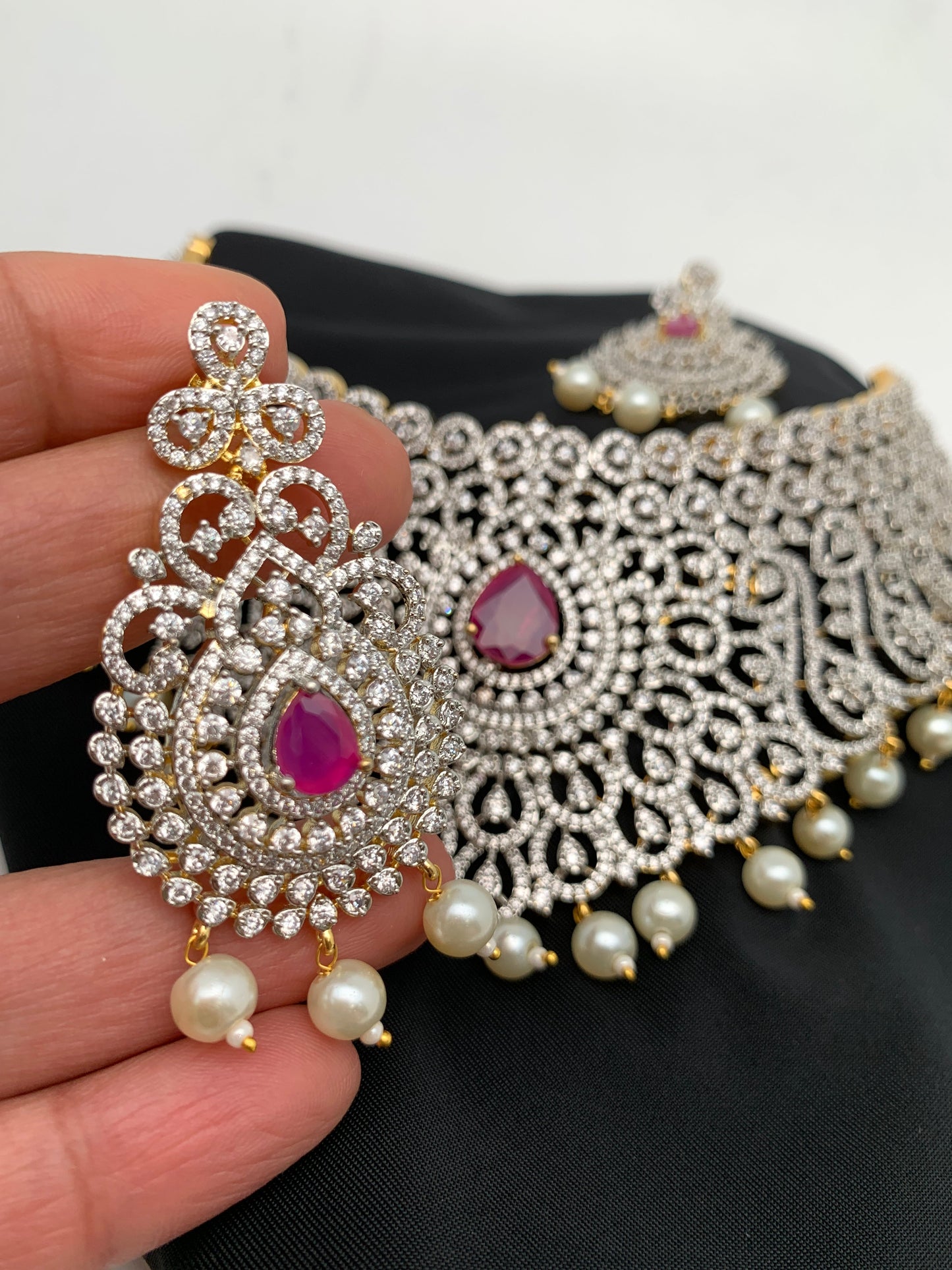 Diamond Finish Ruby and AD Choker