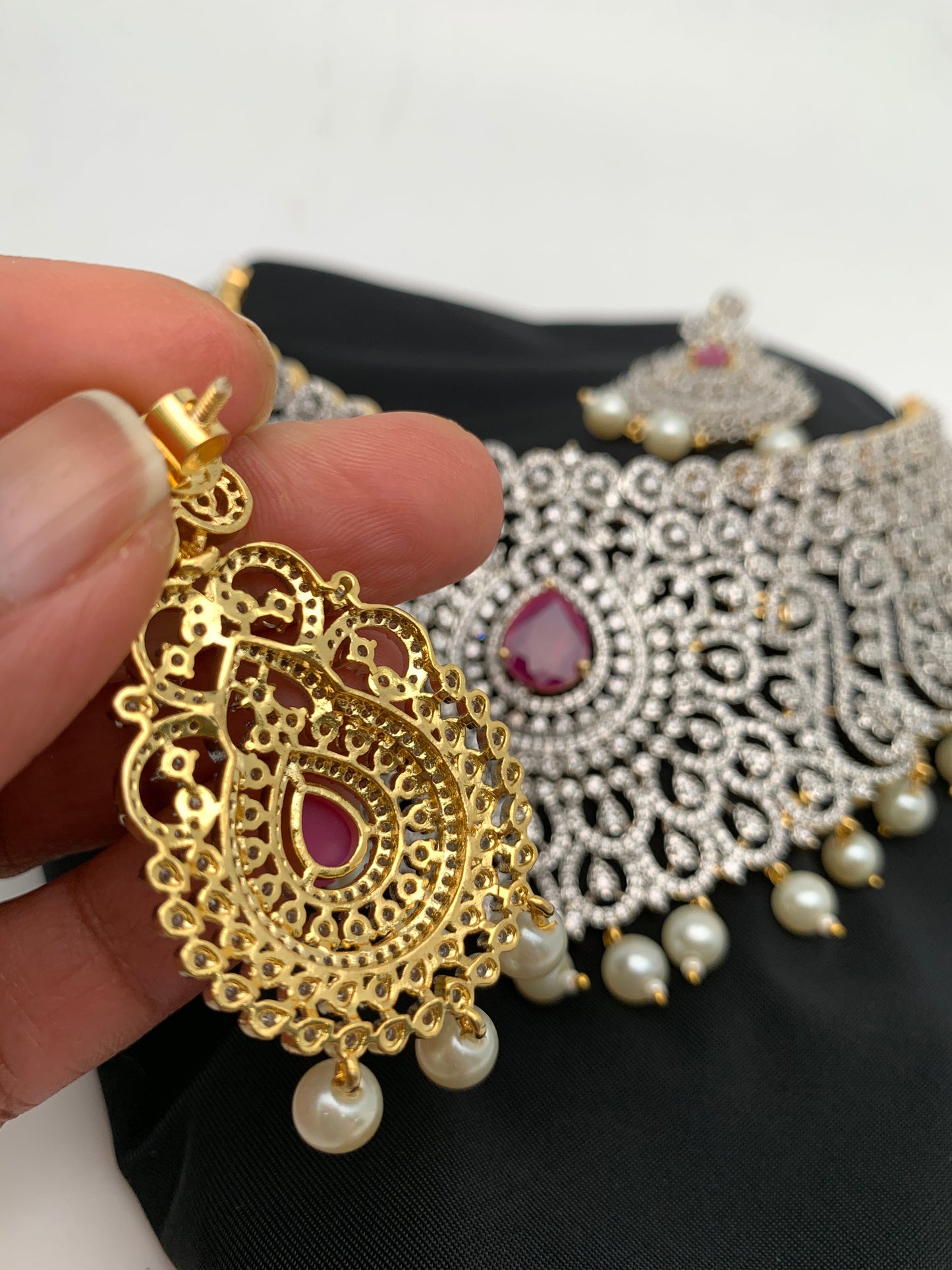 Diamond Finish Ruby and AD Choker