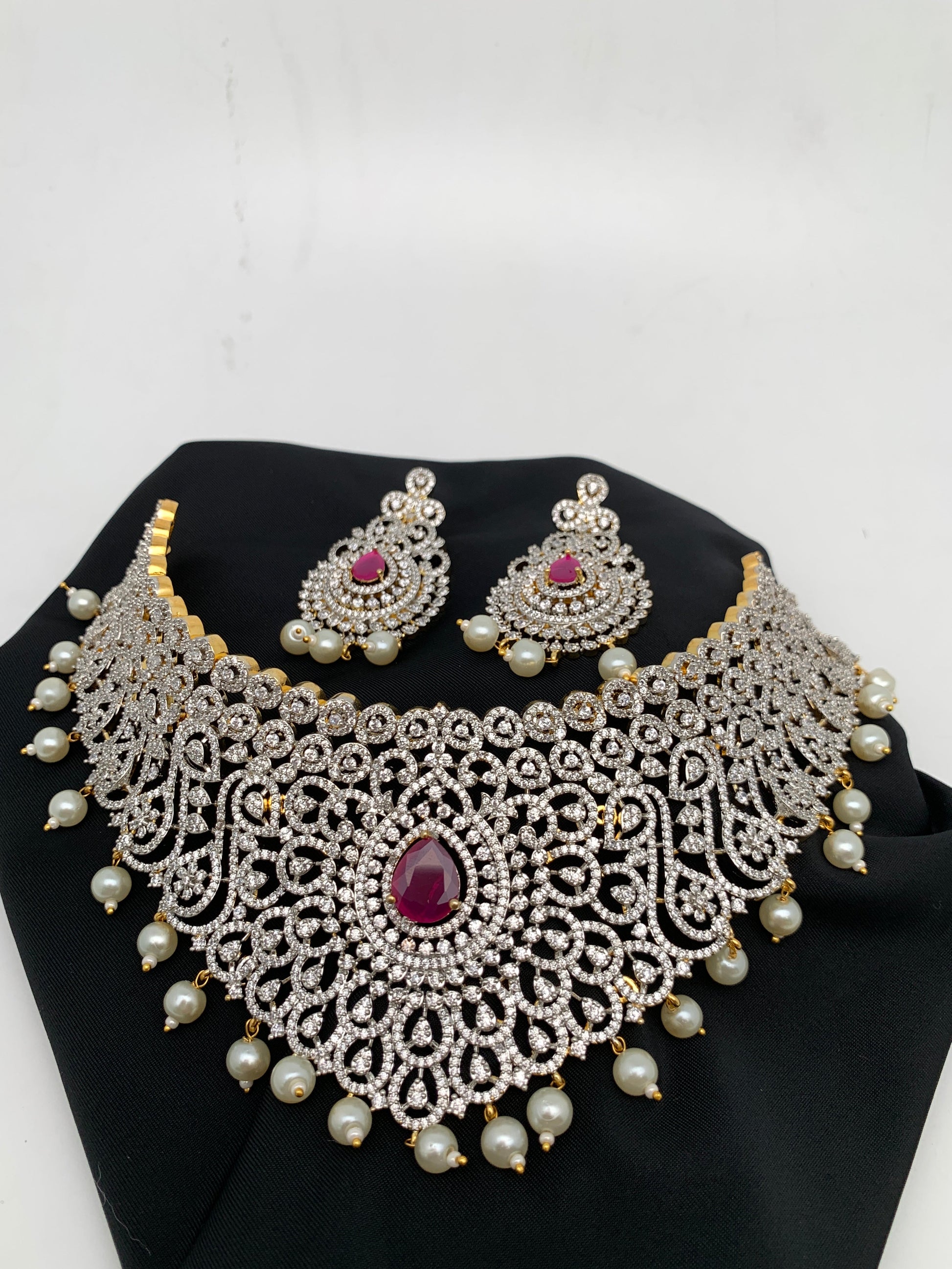 Diamond Finish Ruby and AD Choker