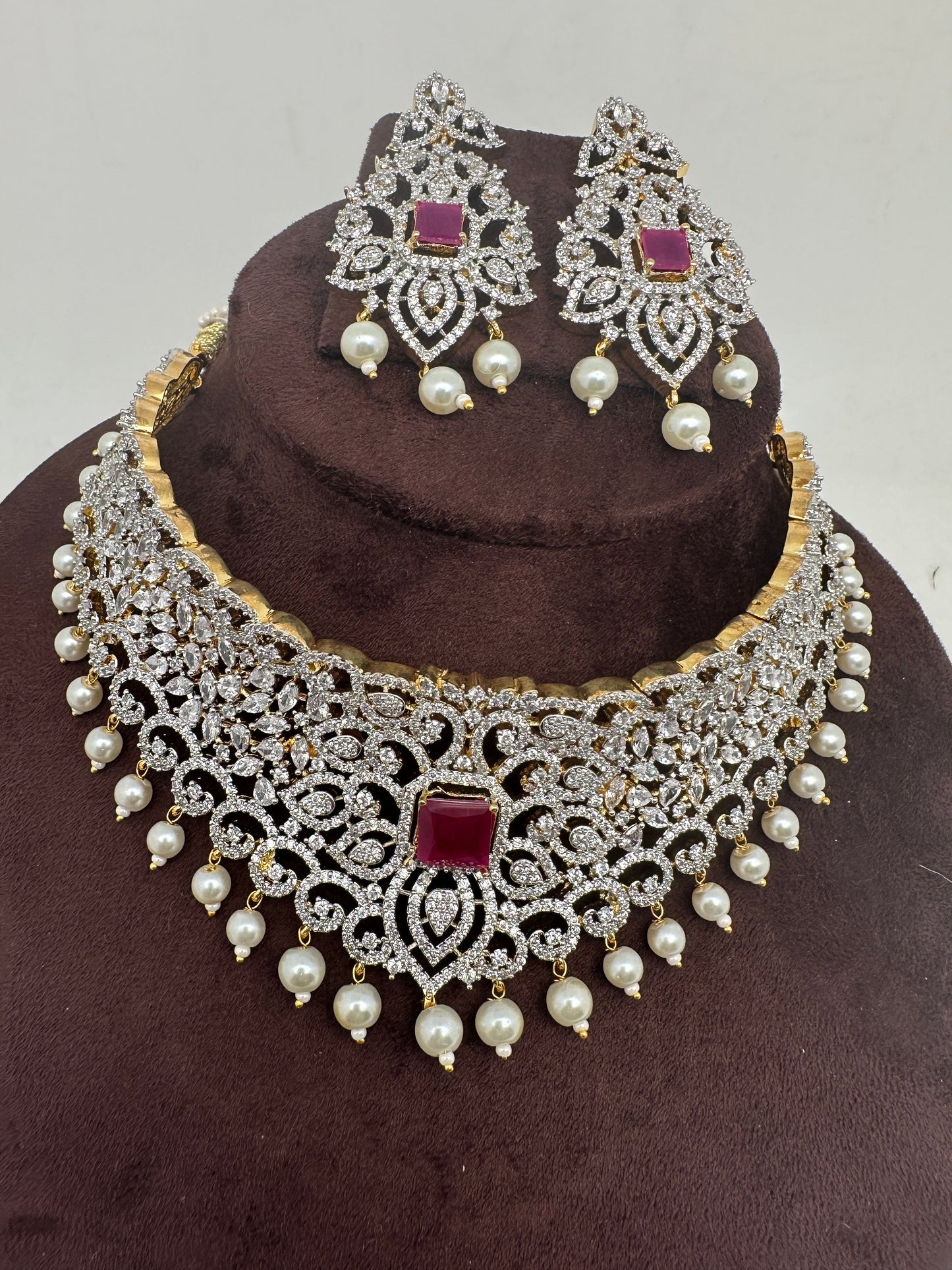 Diamond Finish Ruby and AD Choker