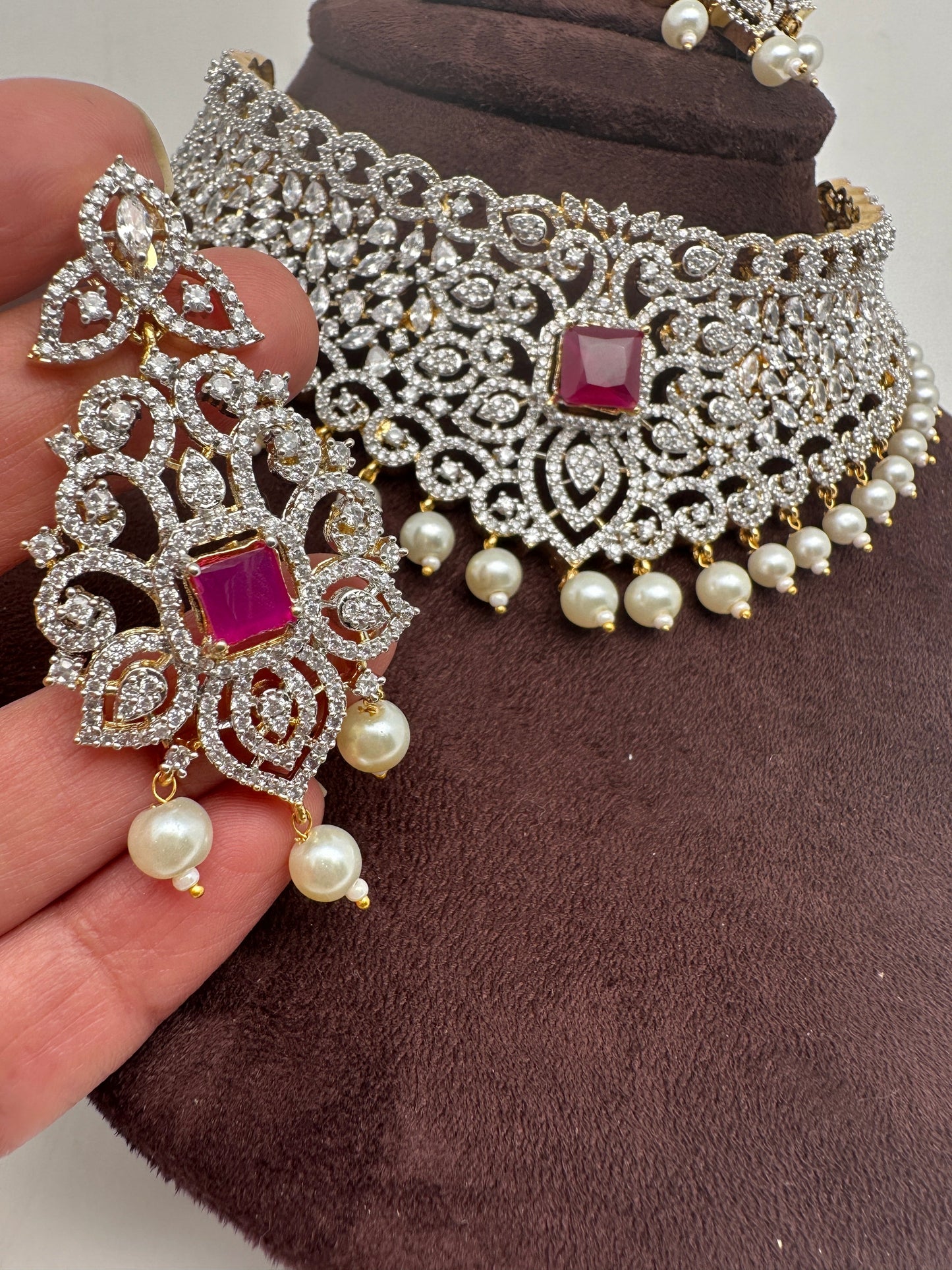 Diamond Finish Ruby and AD Choker