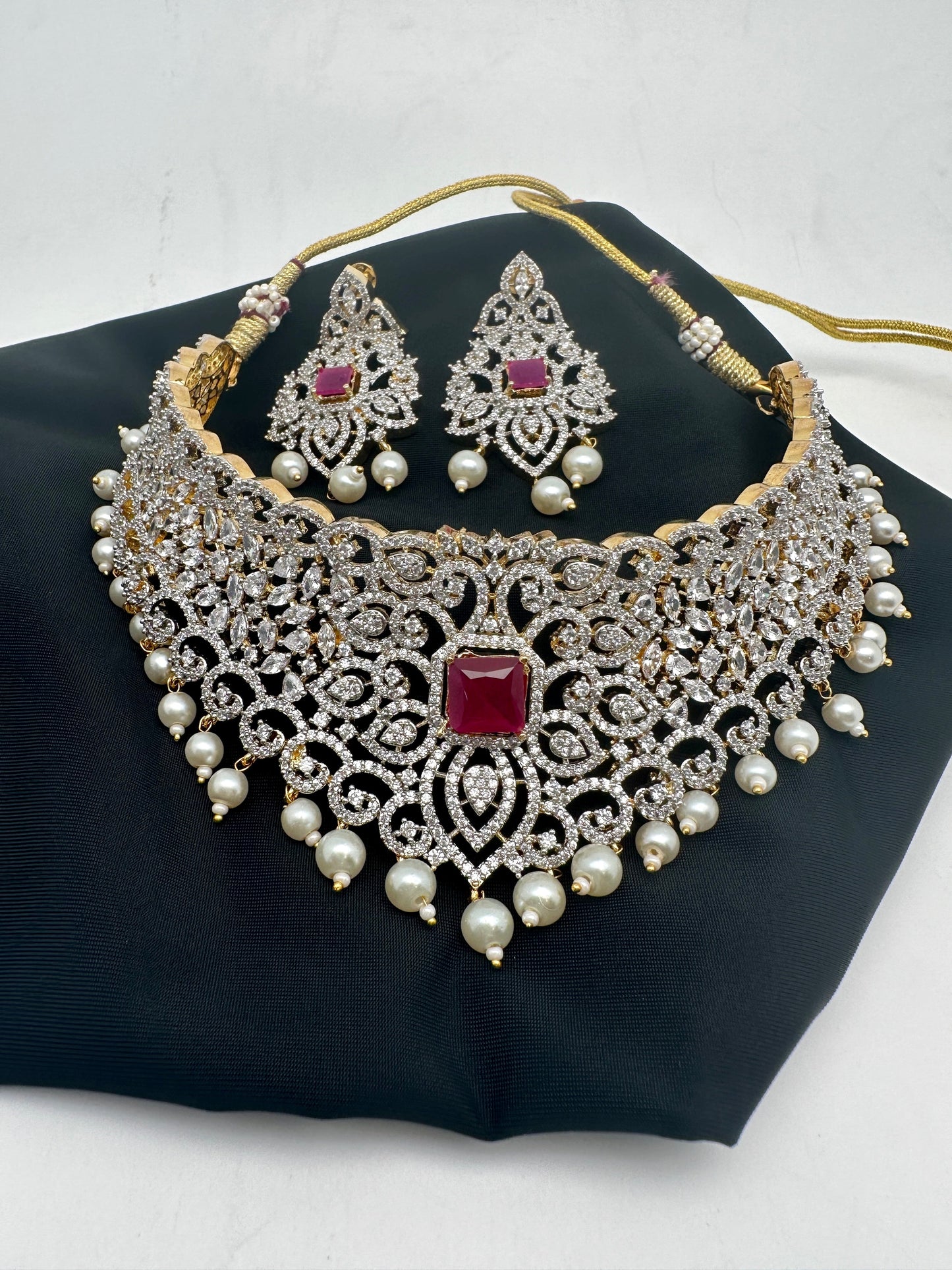 Diamond Finish Ruby and AD Choker