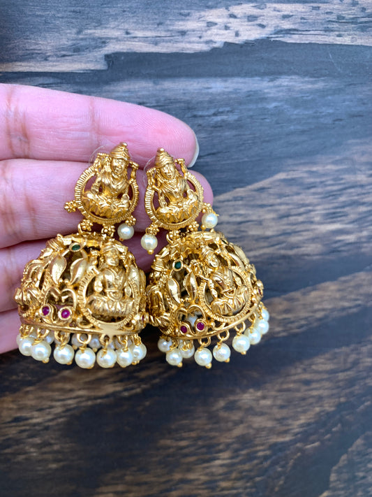 Lakshmi Devi Jhumkas with Nakshi Work