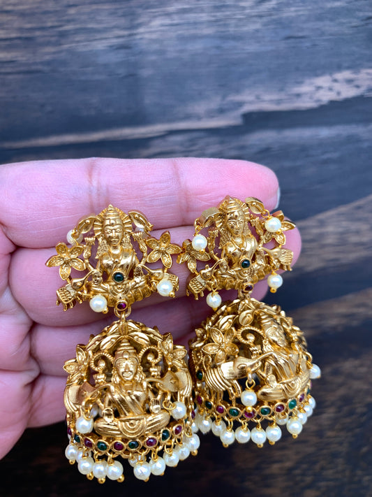 Lakshmi Devi Jhumkas with Nakshi Work