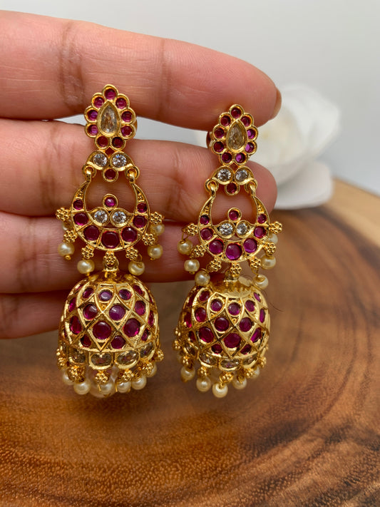 Simple Red Kemp Jhumki