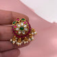 Red Green Jadau Kundan Studs