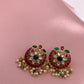 Red Green Jadau Kundan Studs