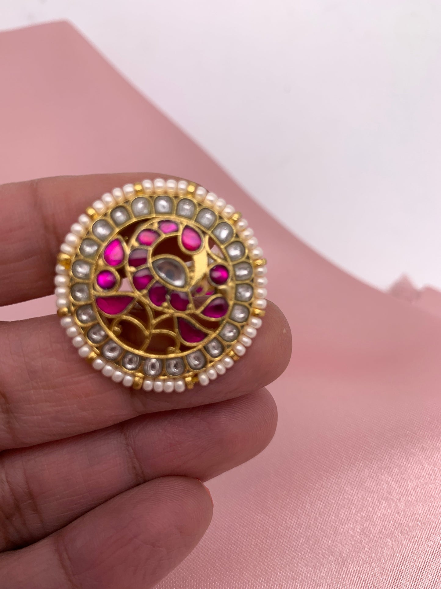 Red Jadau Kundan Studs