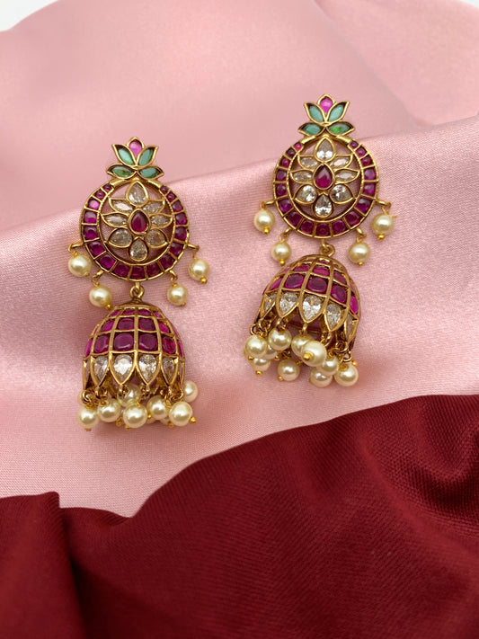 Red Kemp Matte Finish Jhumki