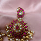 Pink Jadau Kundan Mango Design Earrings