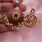 Pink Jadau Kundan Mango Design Earrings