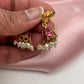 Small Pink Jadau Kundan Jhumki Earrings