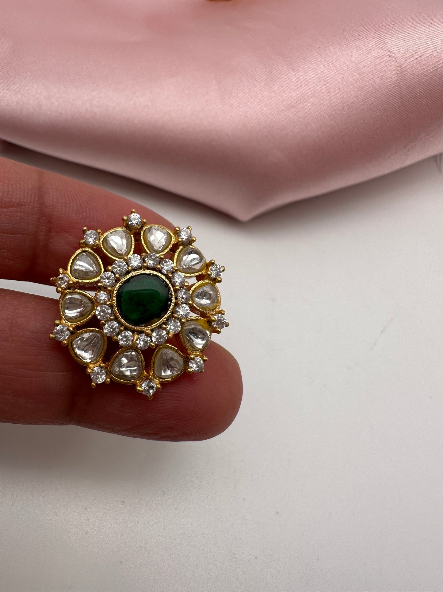 Green Jadau Kundan Studs