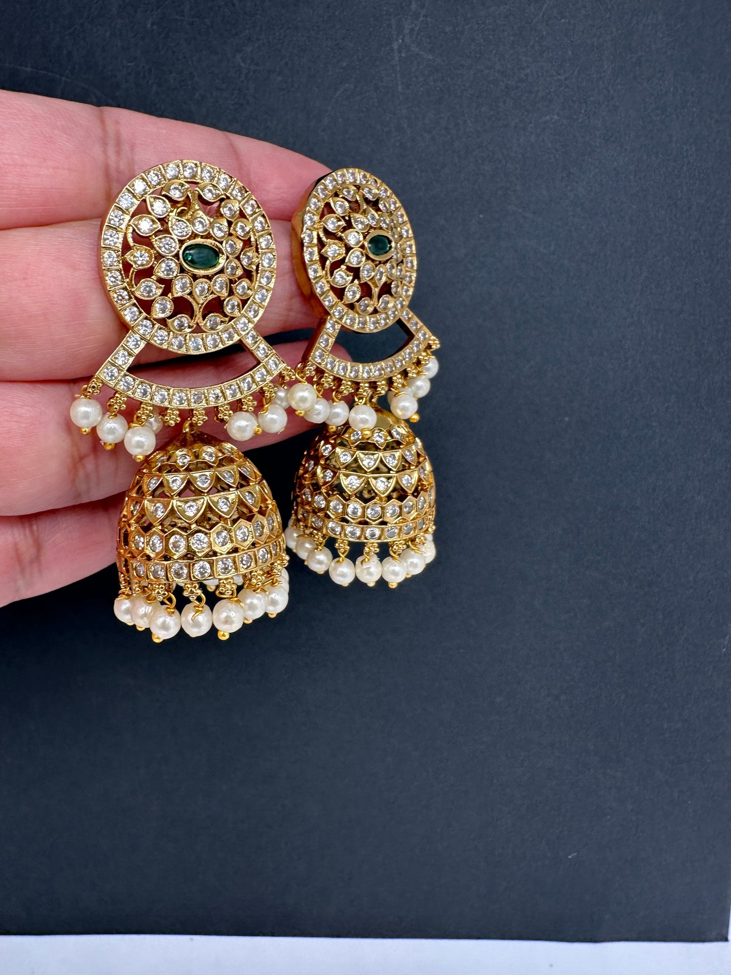 CZ Matte Jhumki Earrings