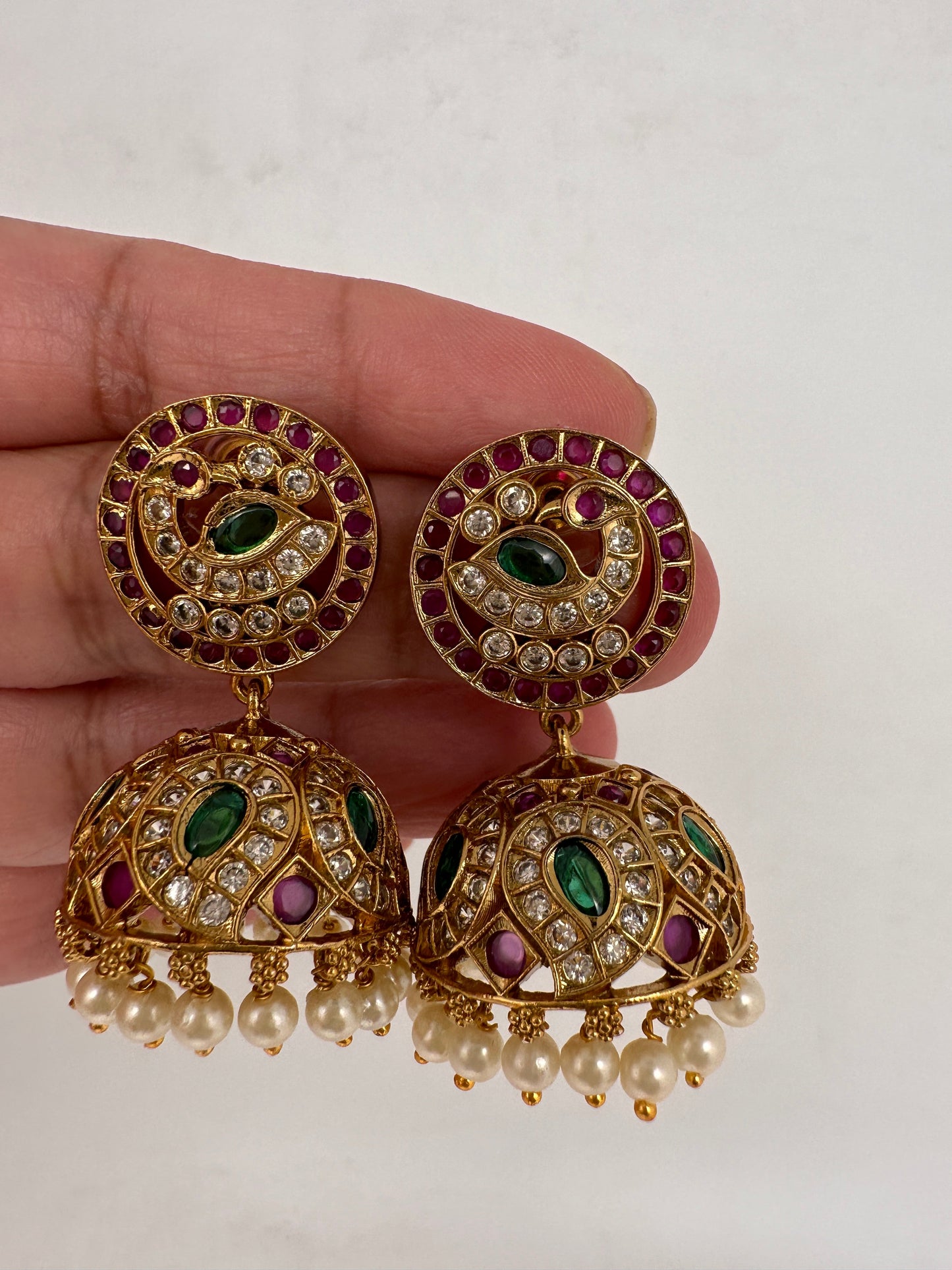 Matte Peacock Jhumki Earrings